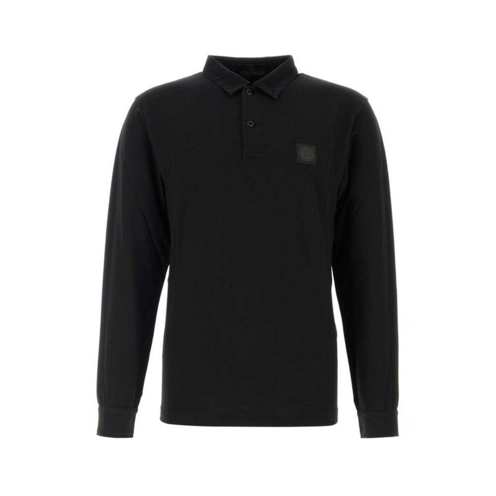 Stone Island Men Black Cotton Polo Shirt